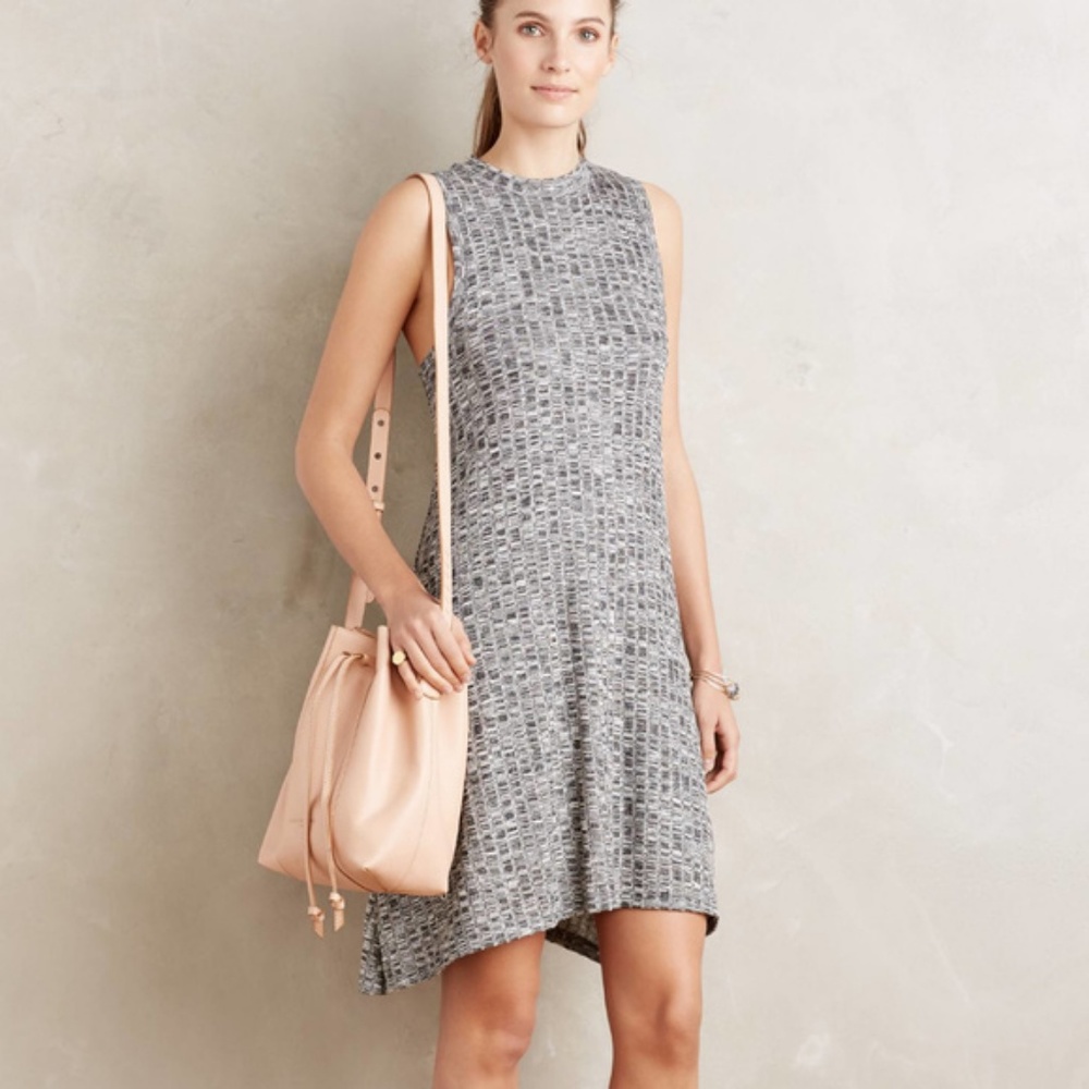 Anthropologie Maeve Gray Black Marled Knit Dress